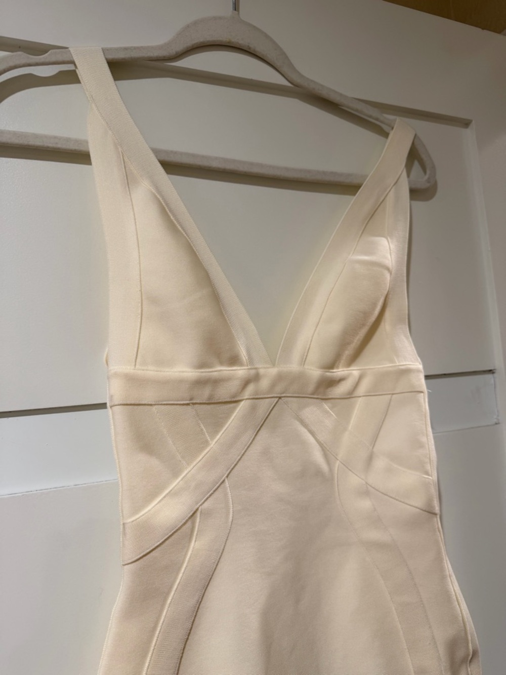 House of CB Cream V‑Neck Midi Sheath Dress - Picture 3 of 13